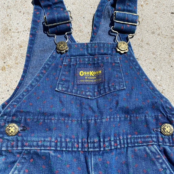 Vintage 80s Toddler OshKosh B'Gosh Overalls with cherry print, Kids Jumper - Picture 7 of 8